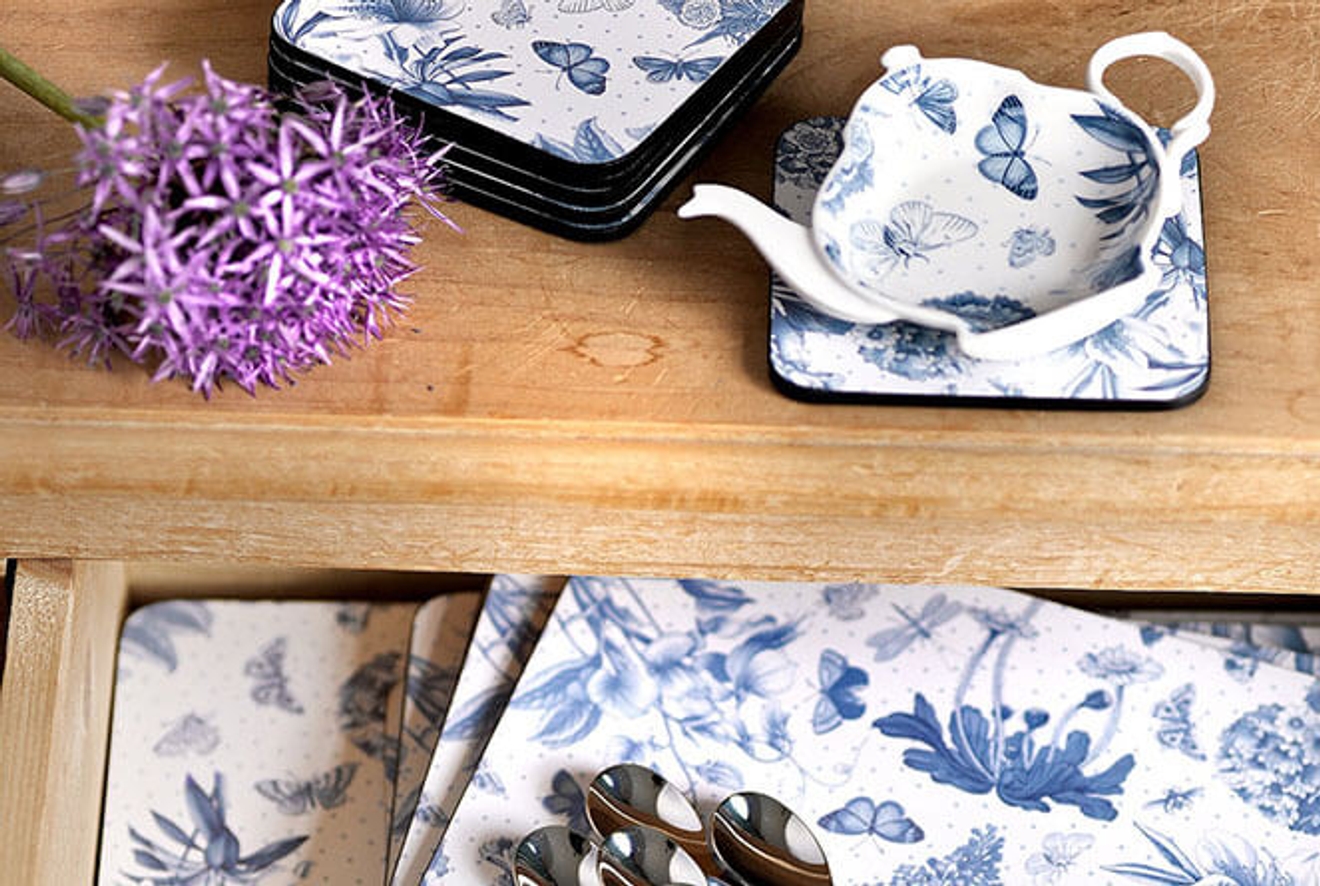 Pimpernel bordbrikker og glassunderlag