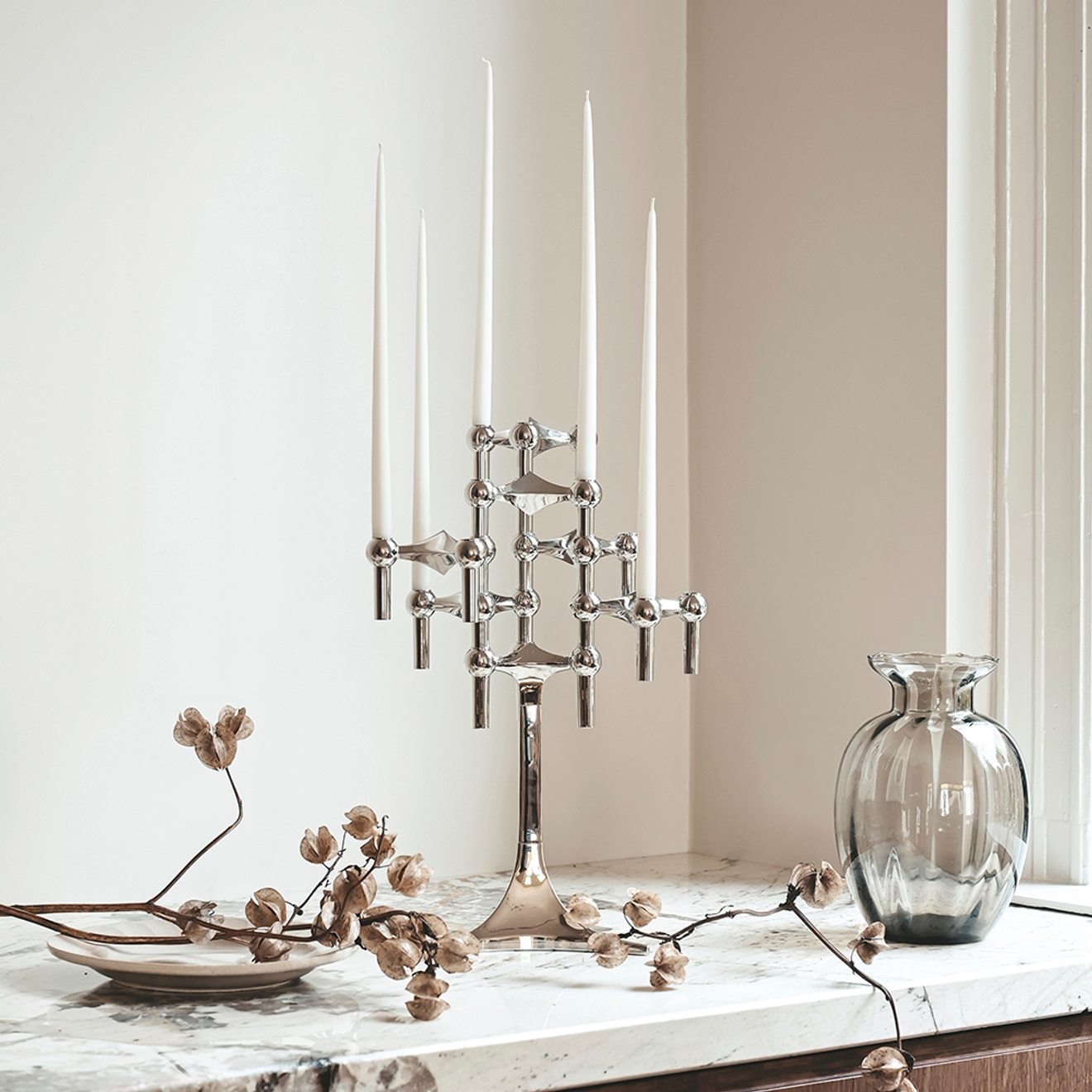 STOFF Nagel ljusstake silver