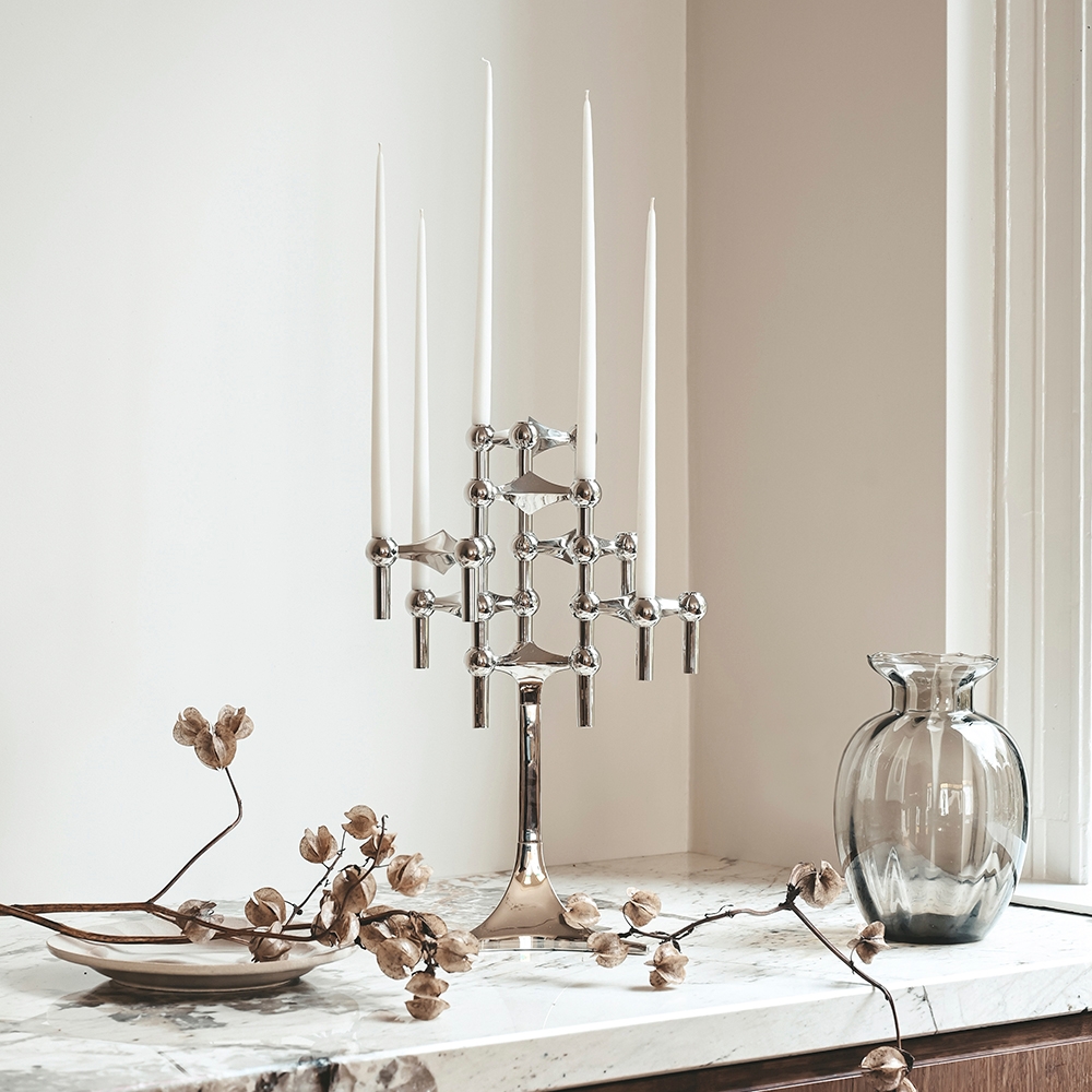 STOFF Nagel ljusstake silver