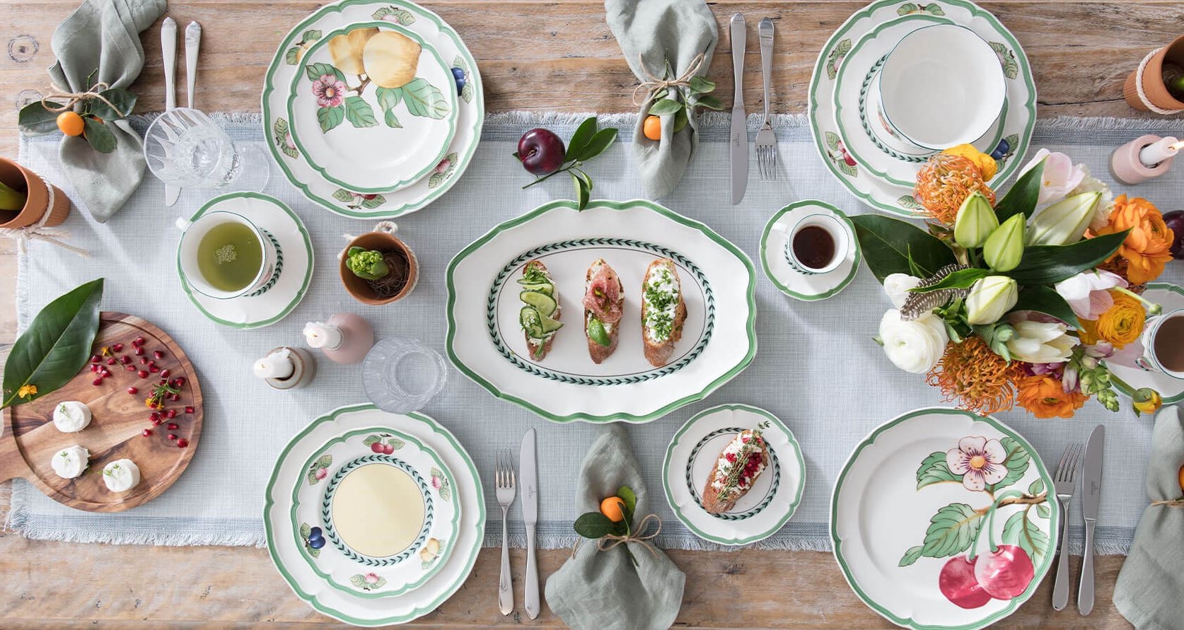Villeroy & Boch French Garden servise dekket på et bord