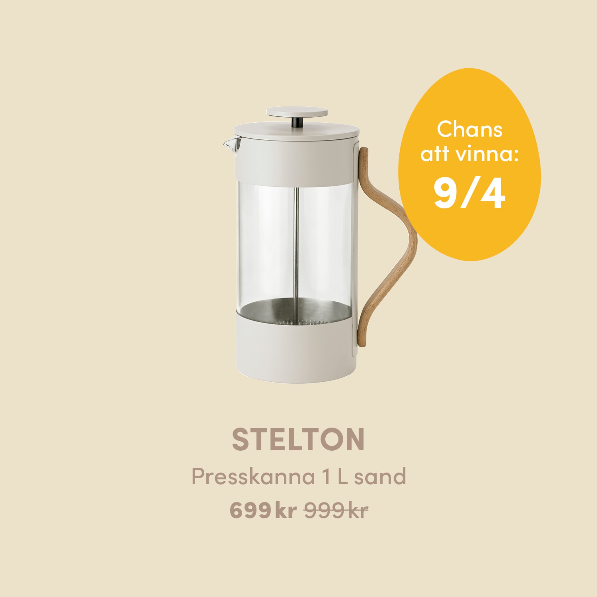 Stelton presskanna 1 L i färgen sand