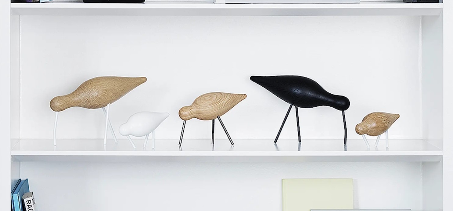 Normann Copenhagen Shorebird Fågel Svart, trä och vit