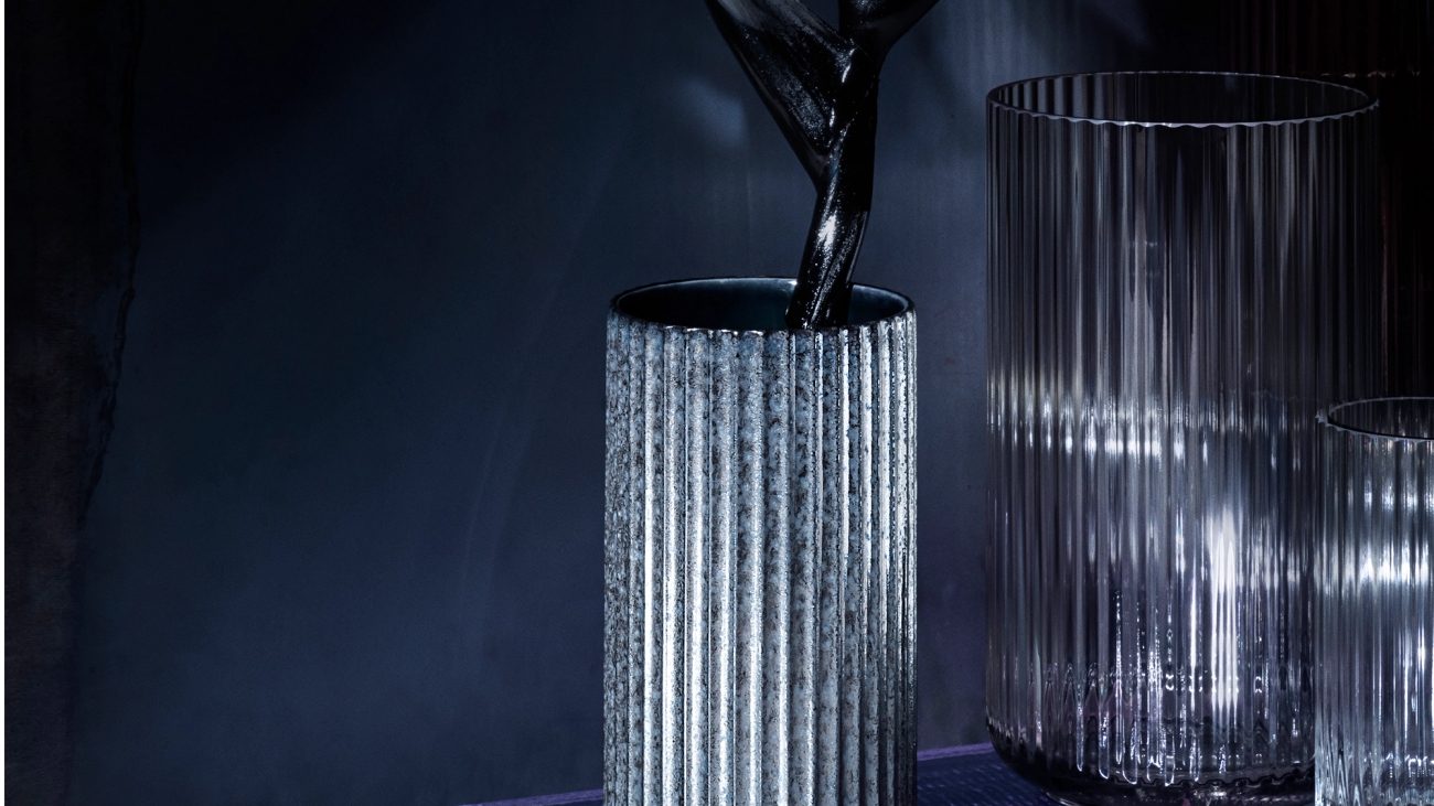 Lyngby Porcelain ljuslykta i glas