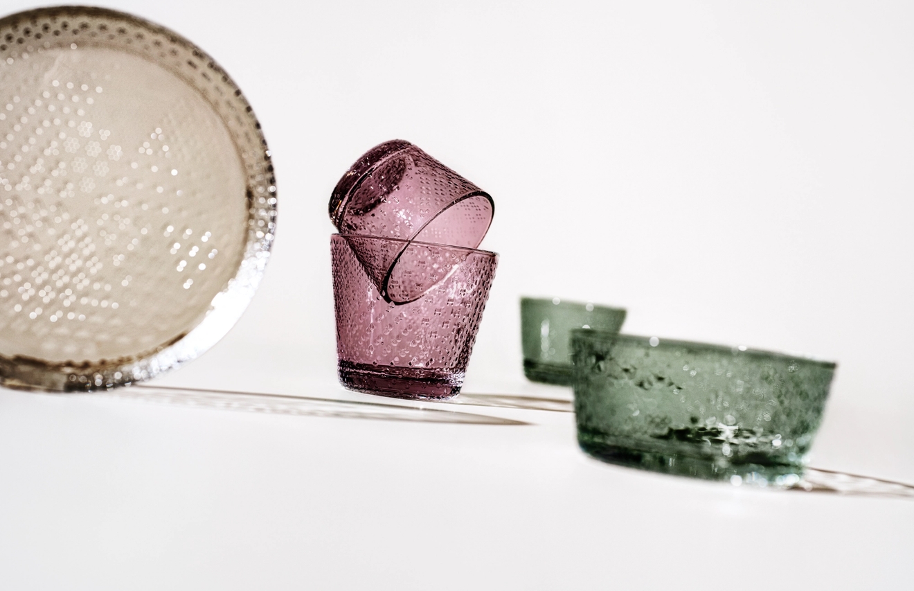 Iittala Tundra tallrik, dricksglas och skål
