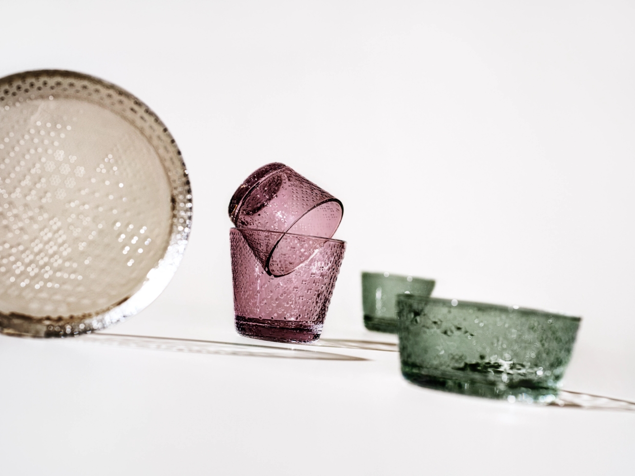 Iittala Tundra tallrik, dricksglas och skål