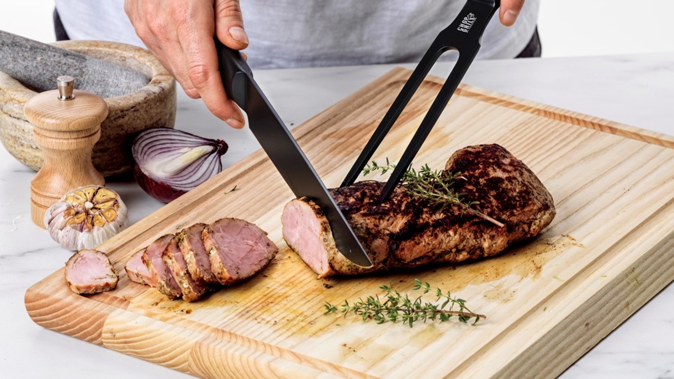 Tranchersett trancherkniv og gaffel fra GreenPan