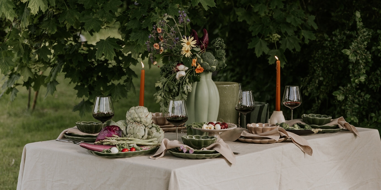 Uutuus: Lotus astiasto vihreänä, loppukesän kattaus syksyn kattaus 