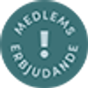 Teal octagonal icon with 'MEDLEMS ERBJUDANDE' (Membership Offer) text and an exclamation mark.