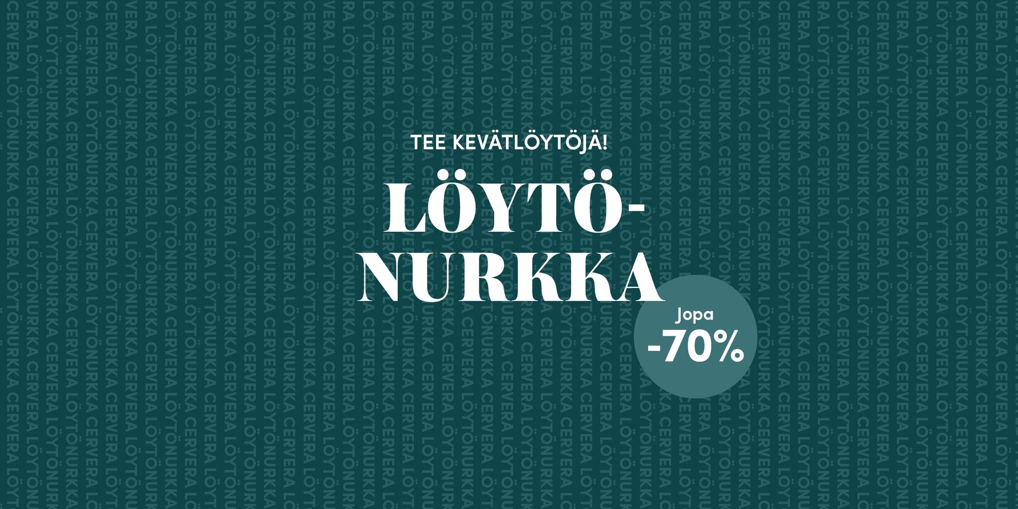 löytönurkka - jopa -70%