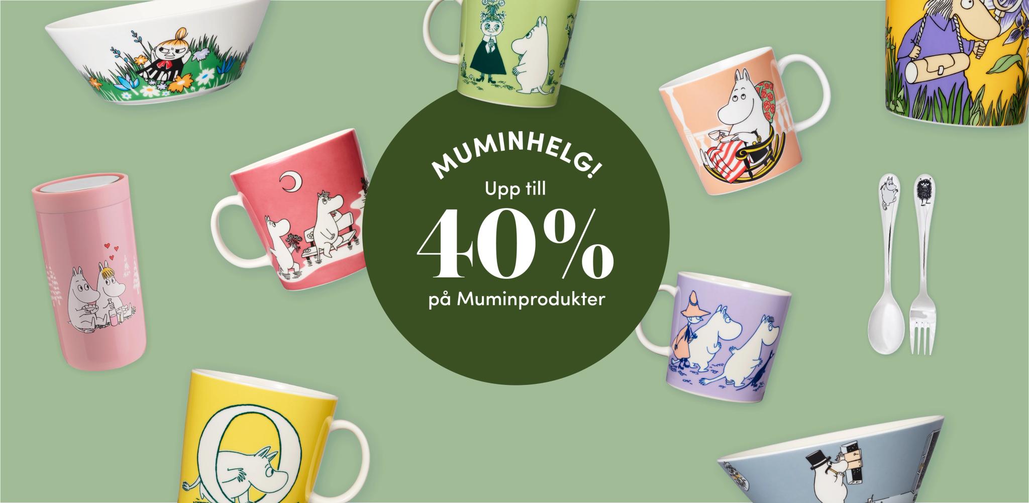 Upp till 40% på Muminprodukter