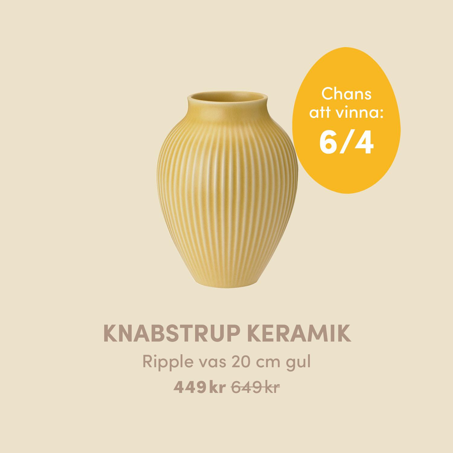 Lucka 2 - Knabstrup Kermaik Ripple vas 20 cm gul