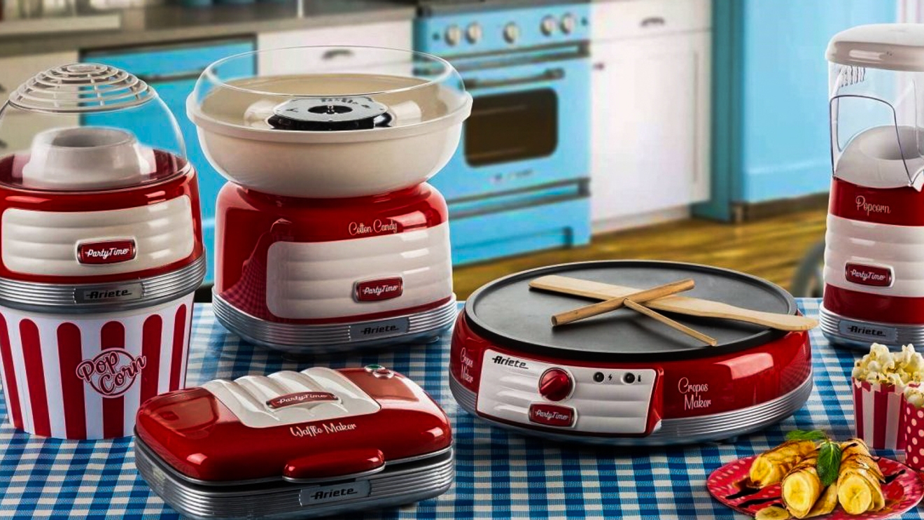 Ariete keittikökoneet voilepägrilli popcorn jäätelökone ohukaiset juhlat 