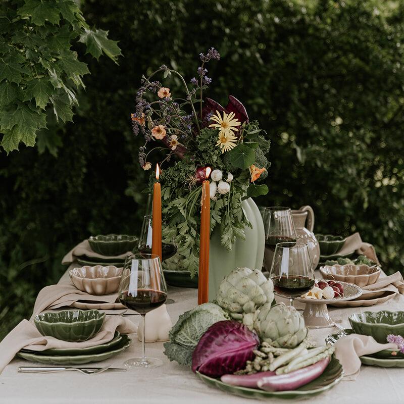 Uutuus: Lotus astiasto vihreänä, loppukesän kattaus syksyn kattaus