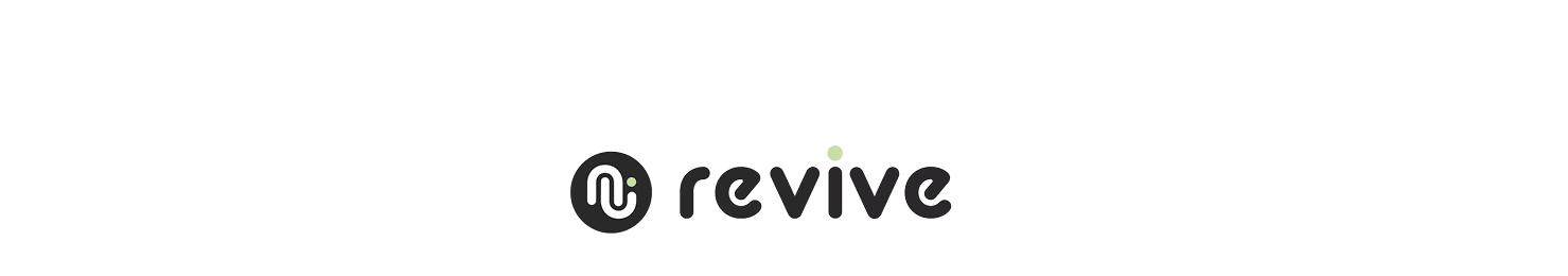 Revive logo featuring a stylized 'n' in a black circle.