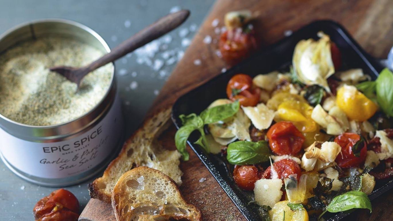 Epic Spice garlic och parmesan, tomater basilika och ost 