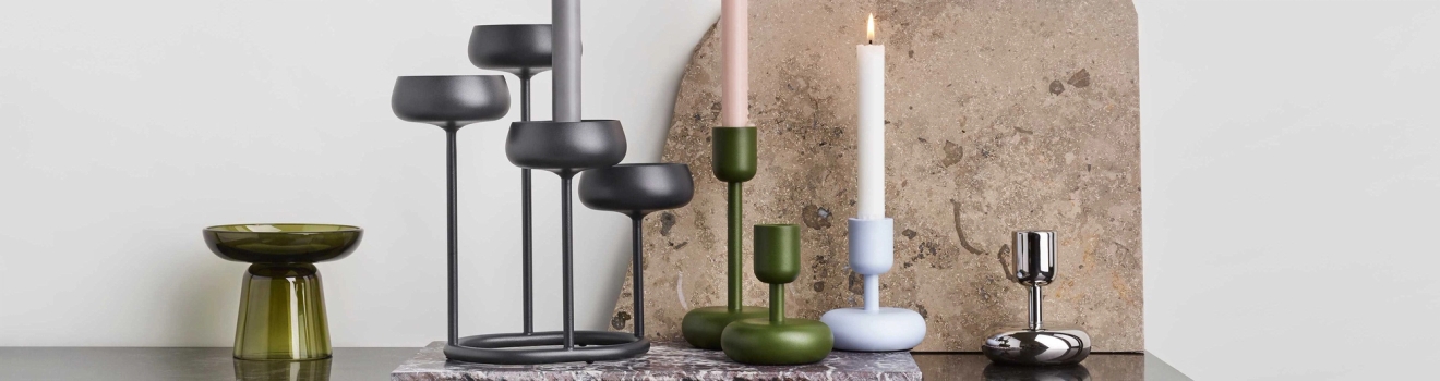 Kynttilänjalat iittala nappula musta valkoinen vihreä