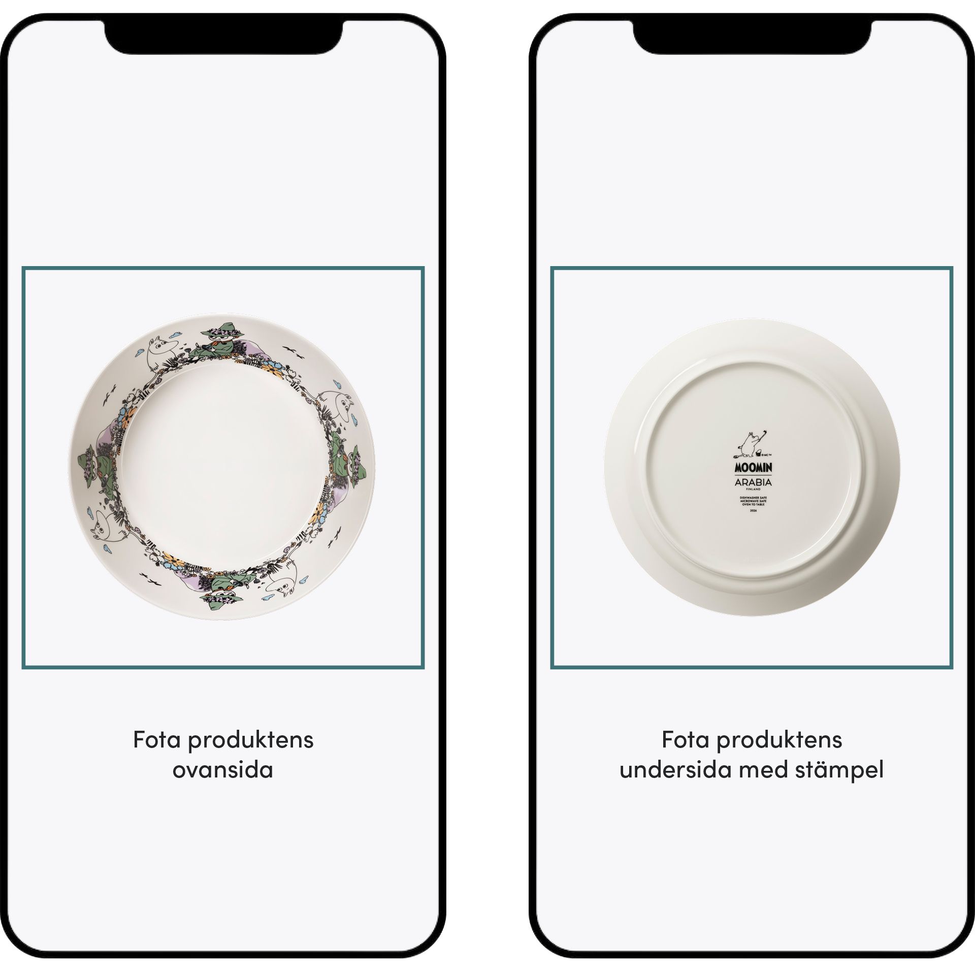 Bild som visar hur du ska fota dina Pre Loved-produkter, fota produktens ovansida