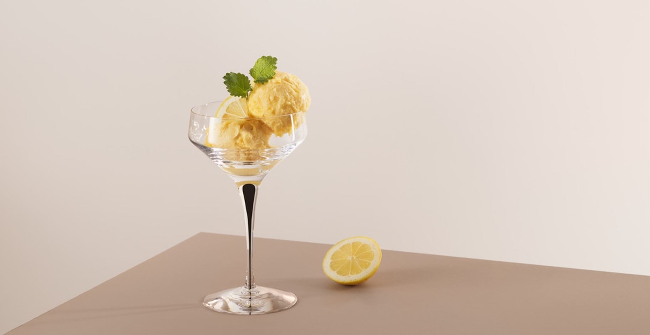 Metropol coupeglas med citronsorbé i