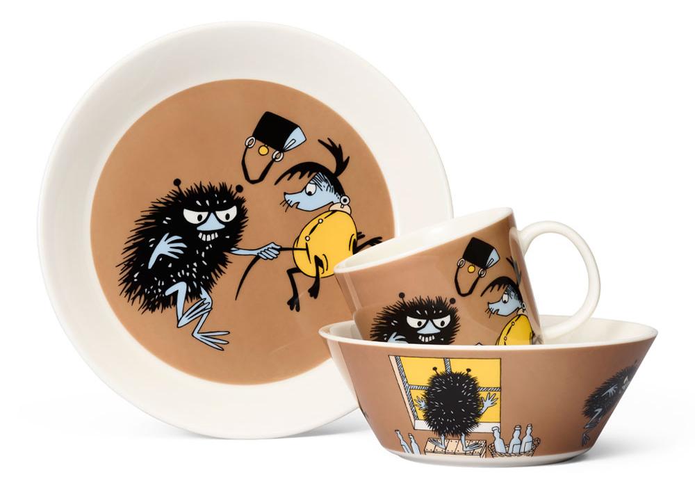 arabia muumimukit muumi lautanen muki kulho muumihahmot haisuli ruskea