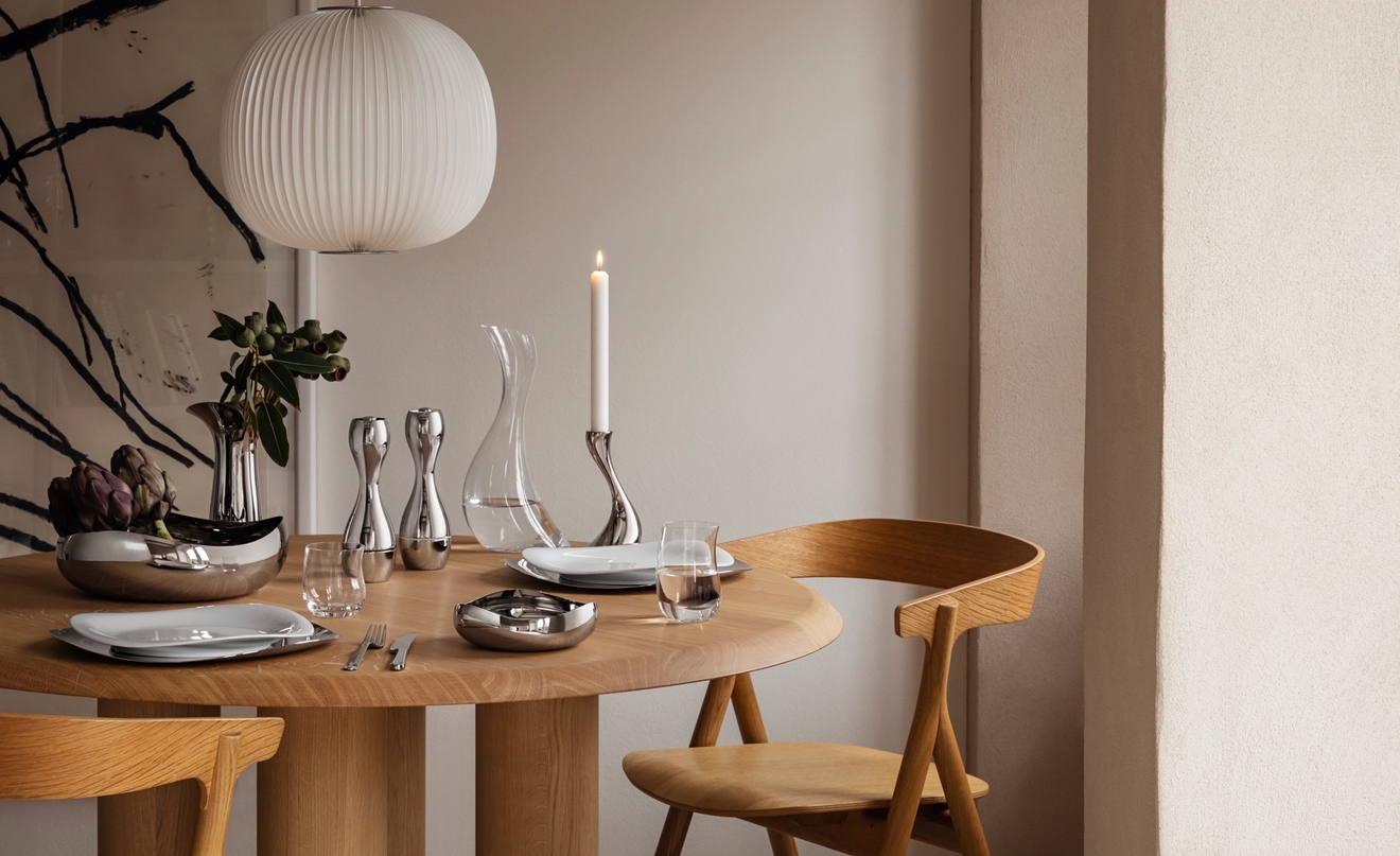 Lysestake på trebord fra Gerog Jensen