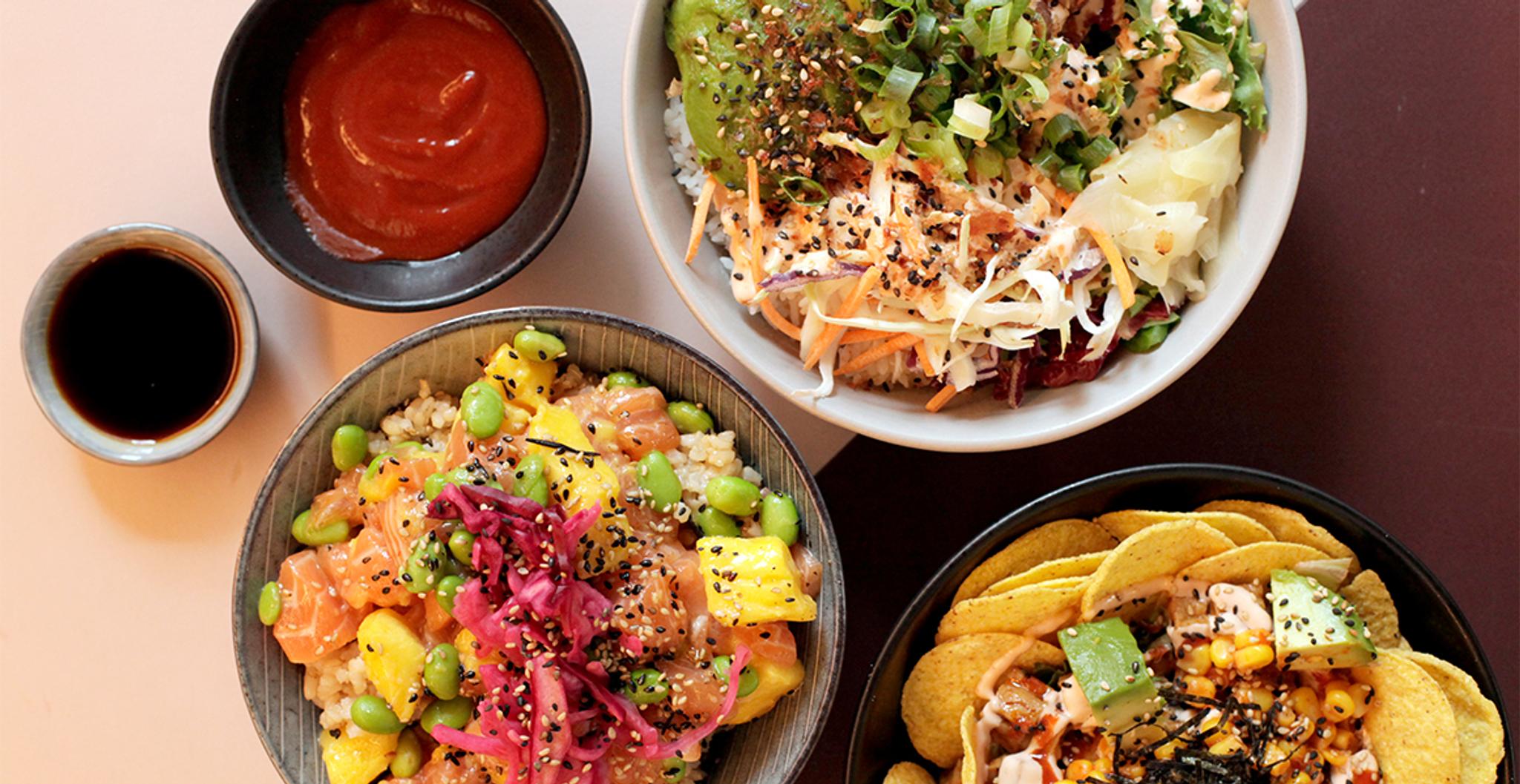 Tre enkla poke bowls