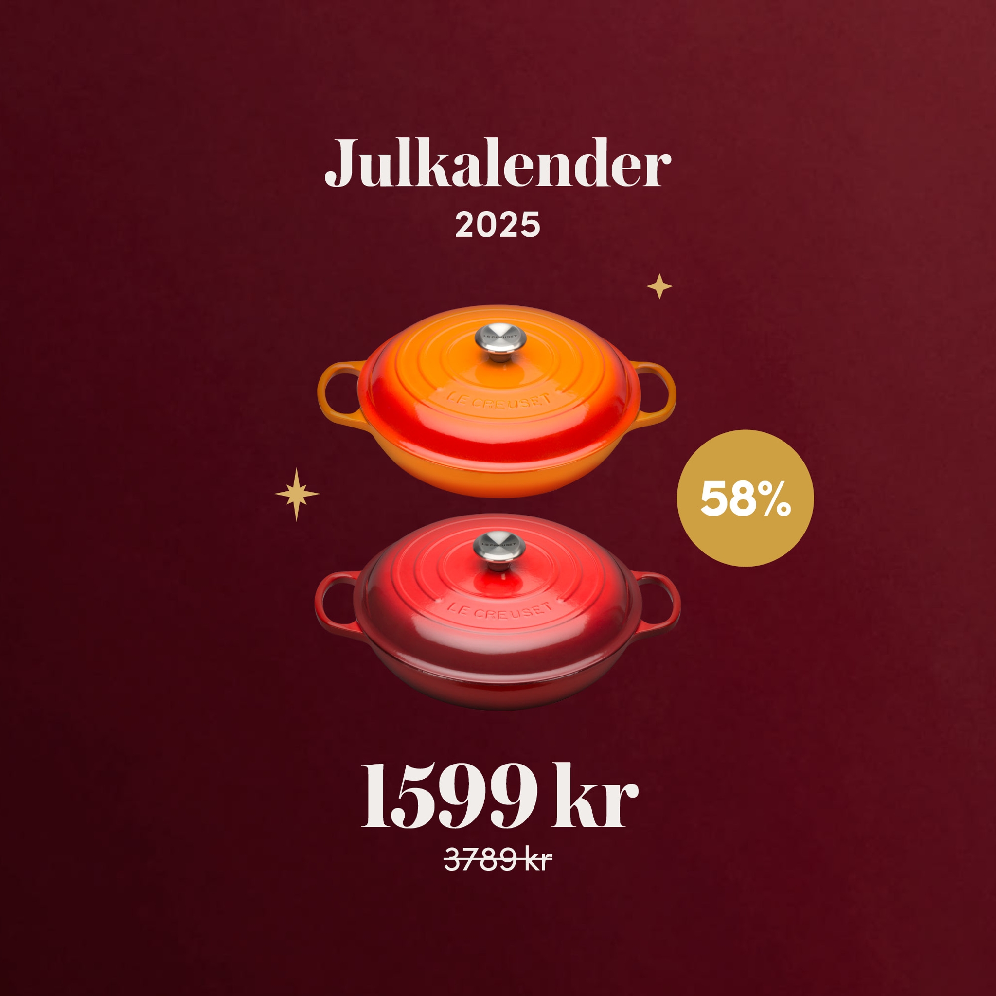 Julkalender - Le Creuset buffégryta cerise & volcanic för 1599 kr