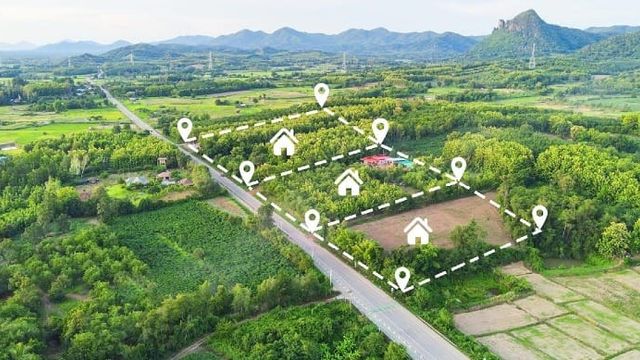 Imagem aérea de lotes a venda.
