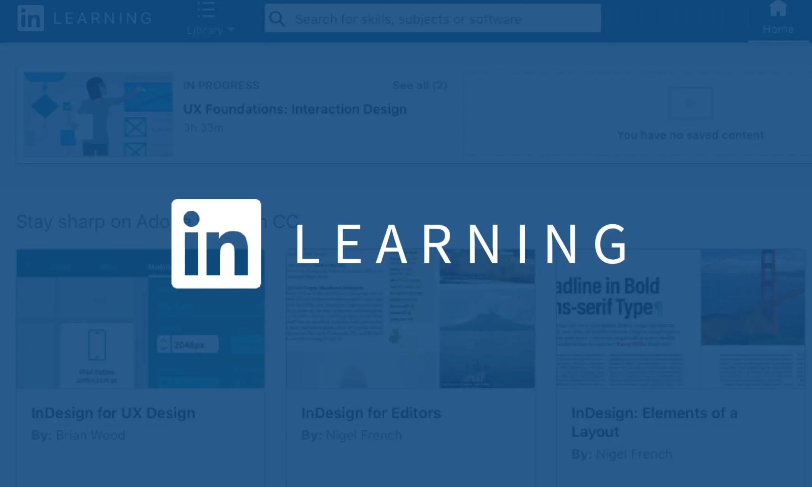 Página da plataforma LinkedIn Learning com cursos de arquitetura e de gestão