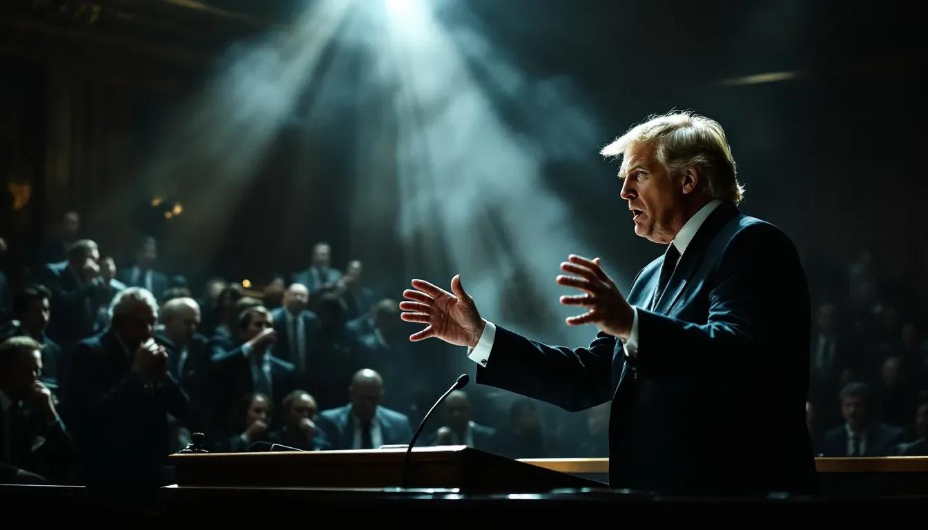 Sustentação em ação de indenização Advogado falando a uma plateia em auditório escuro