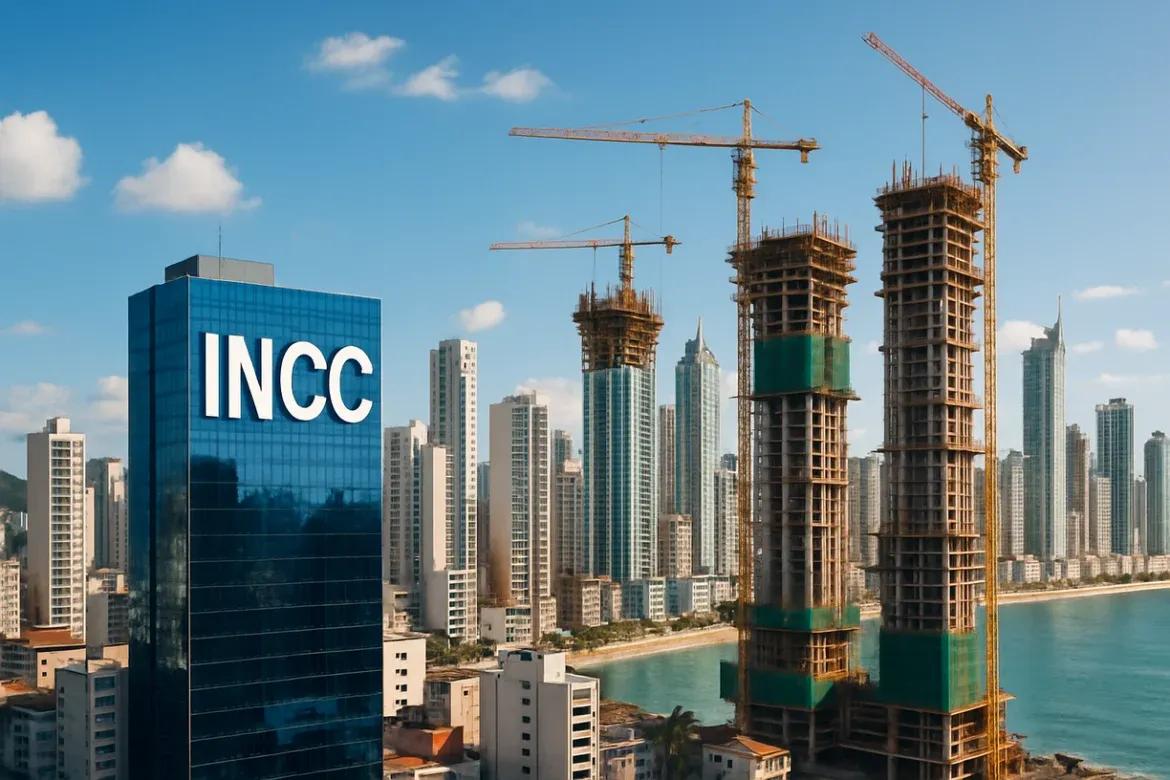 Orla da praia com edifícios em construção.