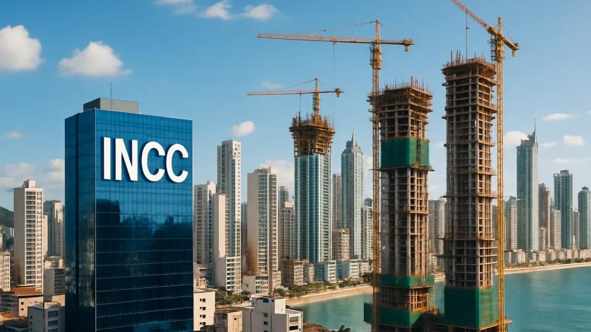 Orla da praia com edifícios em construção.