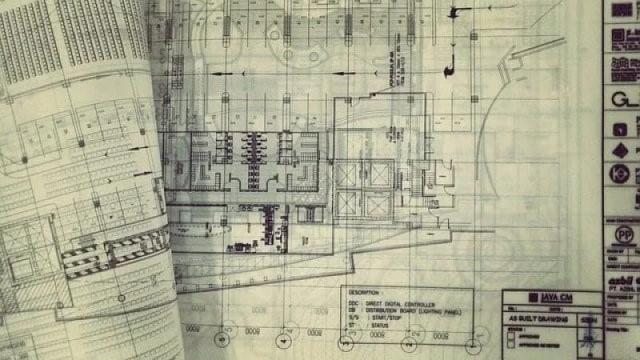 Documento com planta baixa de projeto de edifício.