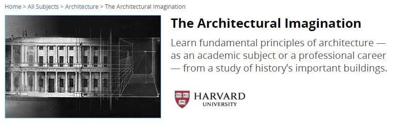 The Architectural Imagination no edX Página do curso The Architectural Imagination, da Universidade Harvard, no edX
