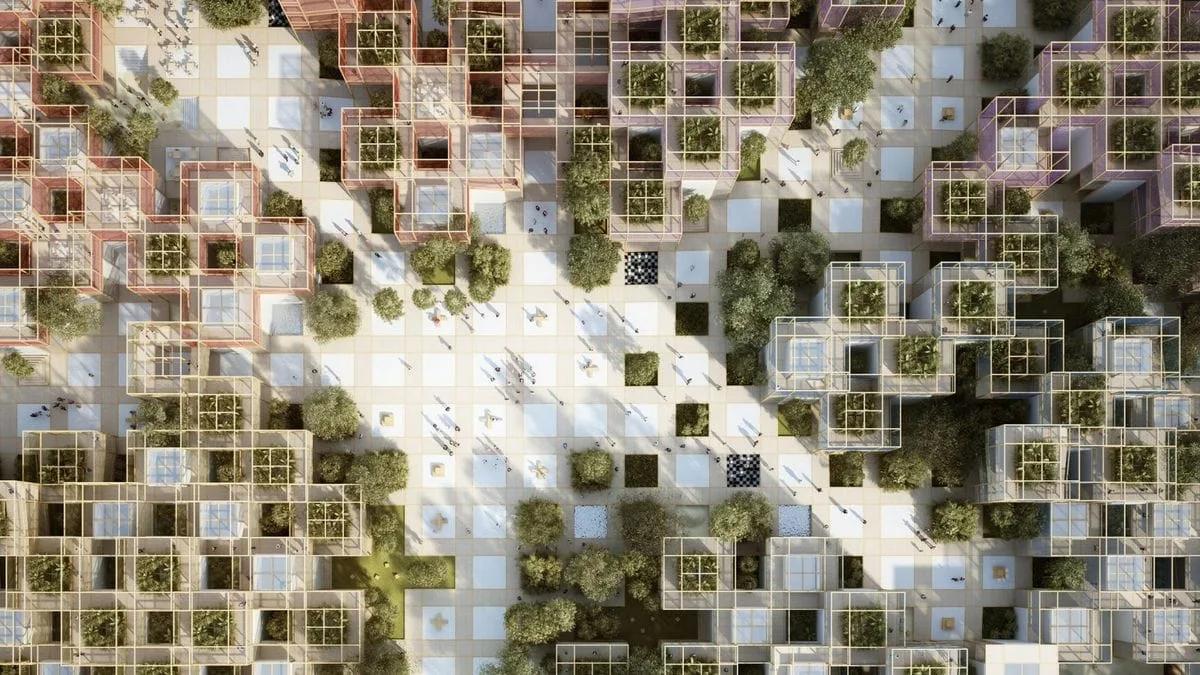Edificação formada por módulos pré-fabricados empilhados e combinados