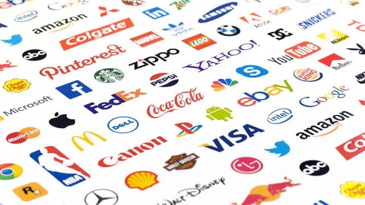 Colagem de várias logos famosas mundialmente.