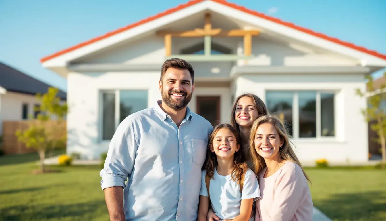 Primeiro imóvel e isenção de ITBI Família sorrindo em frente à casa nova