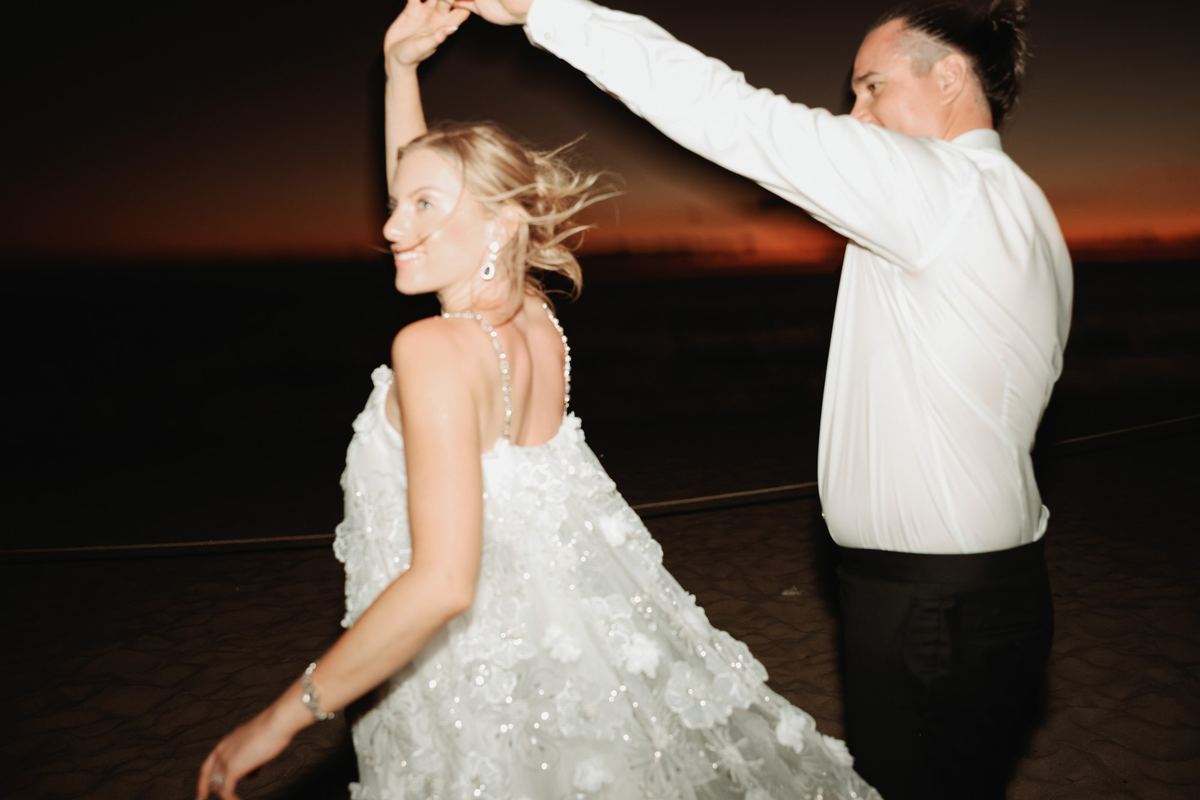 Wedding couple editorial portrait, cinematic film photography style