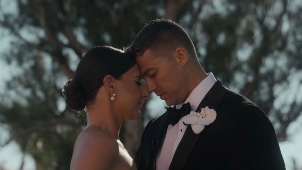 Still frame from the Paige & Owen wedding film
