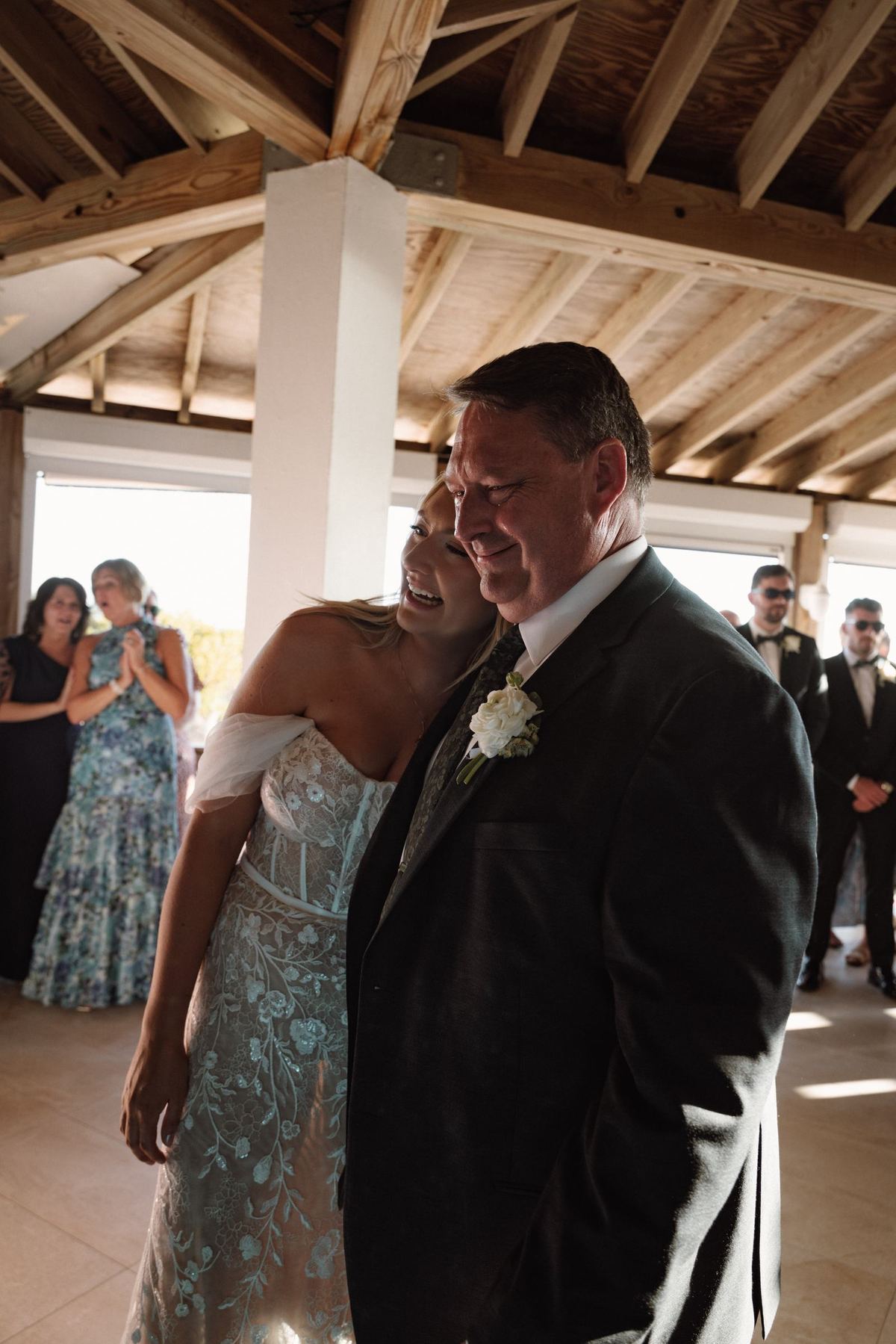 Bride dancing with father at Bermuda wedding reception