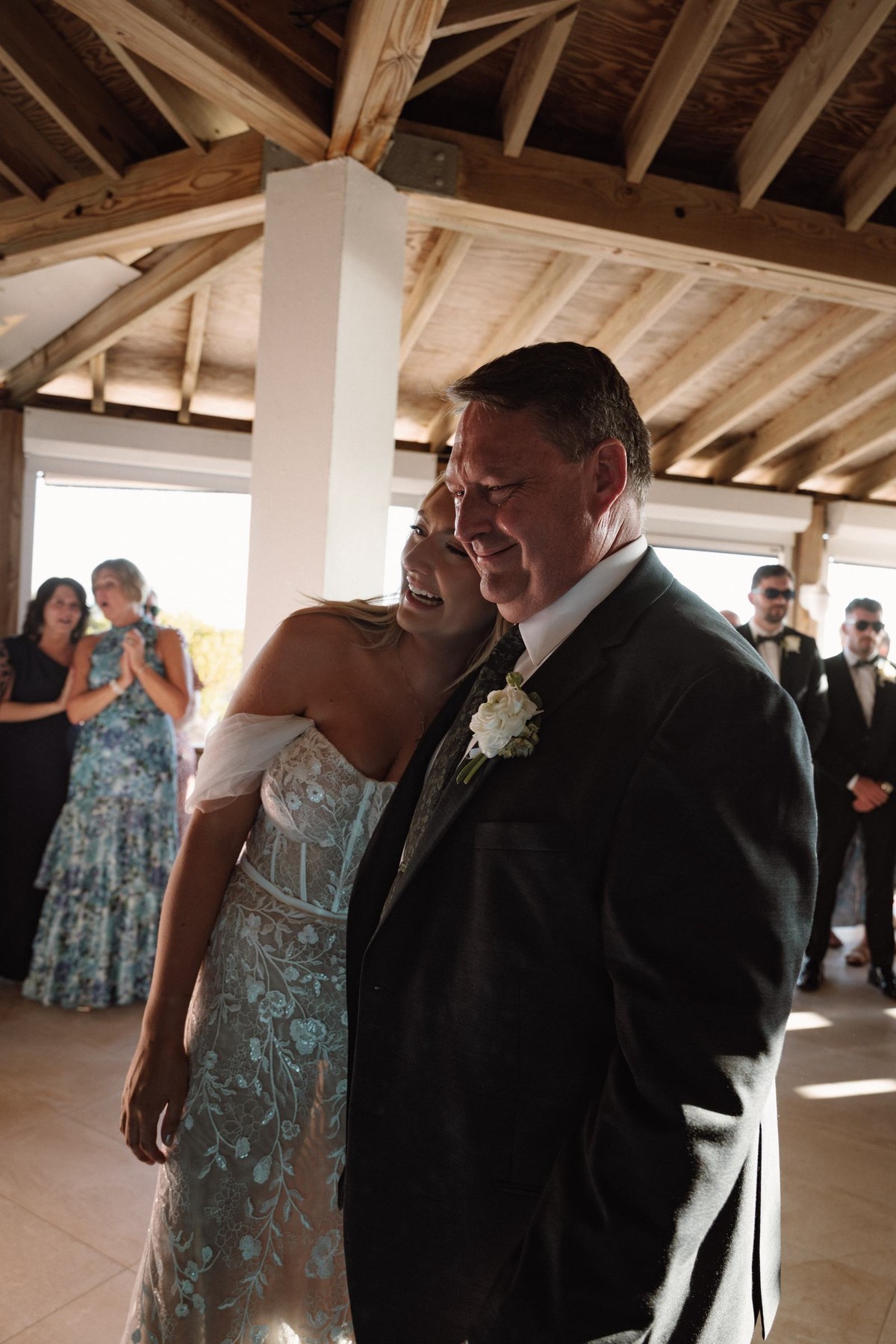 Bride dancing with father at Bermuda wedding reception