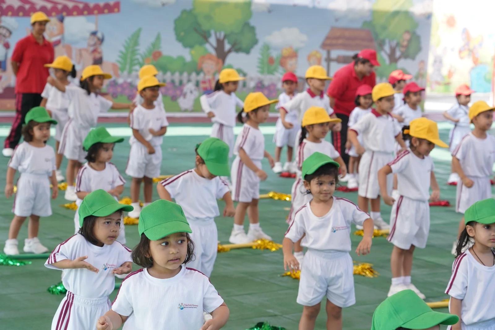 Children taking part in a nursery sports day