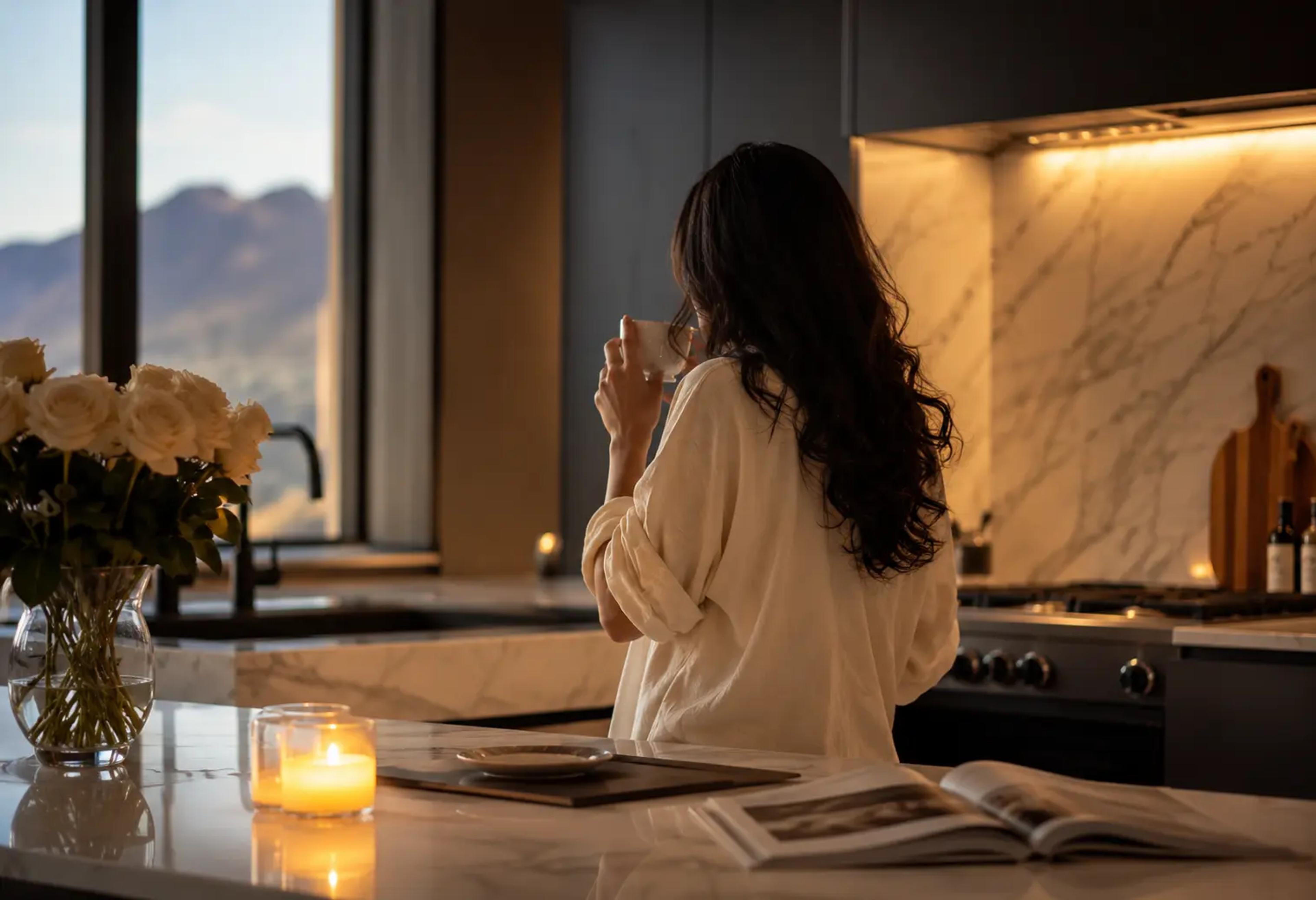 Guest taking in the lake view from a Luxury Stays Queenstown home