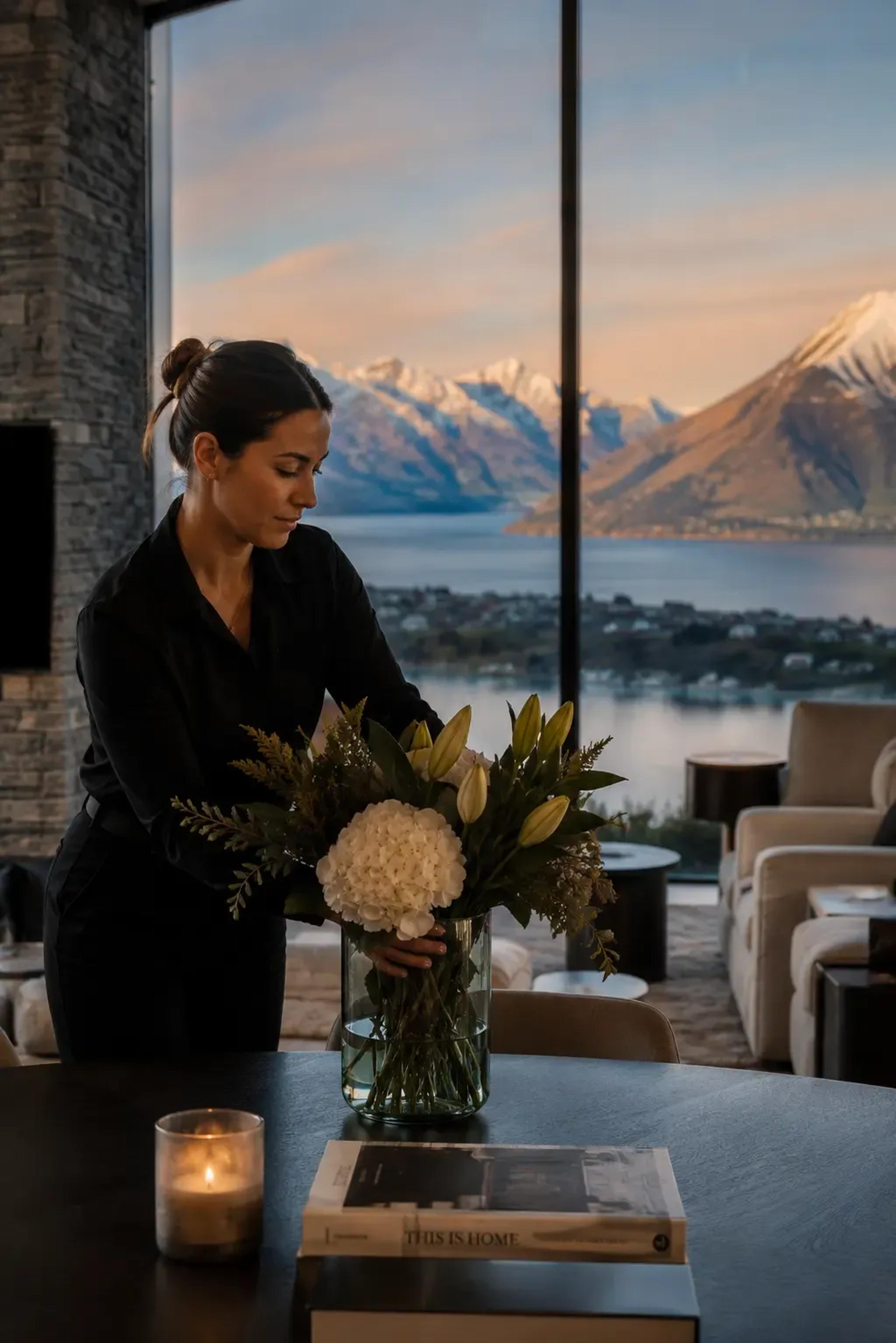 Luxury Stays team member preparing a Queenstown home for guests