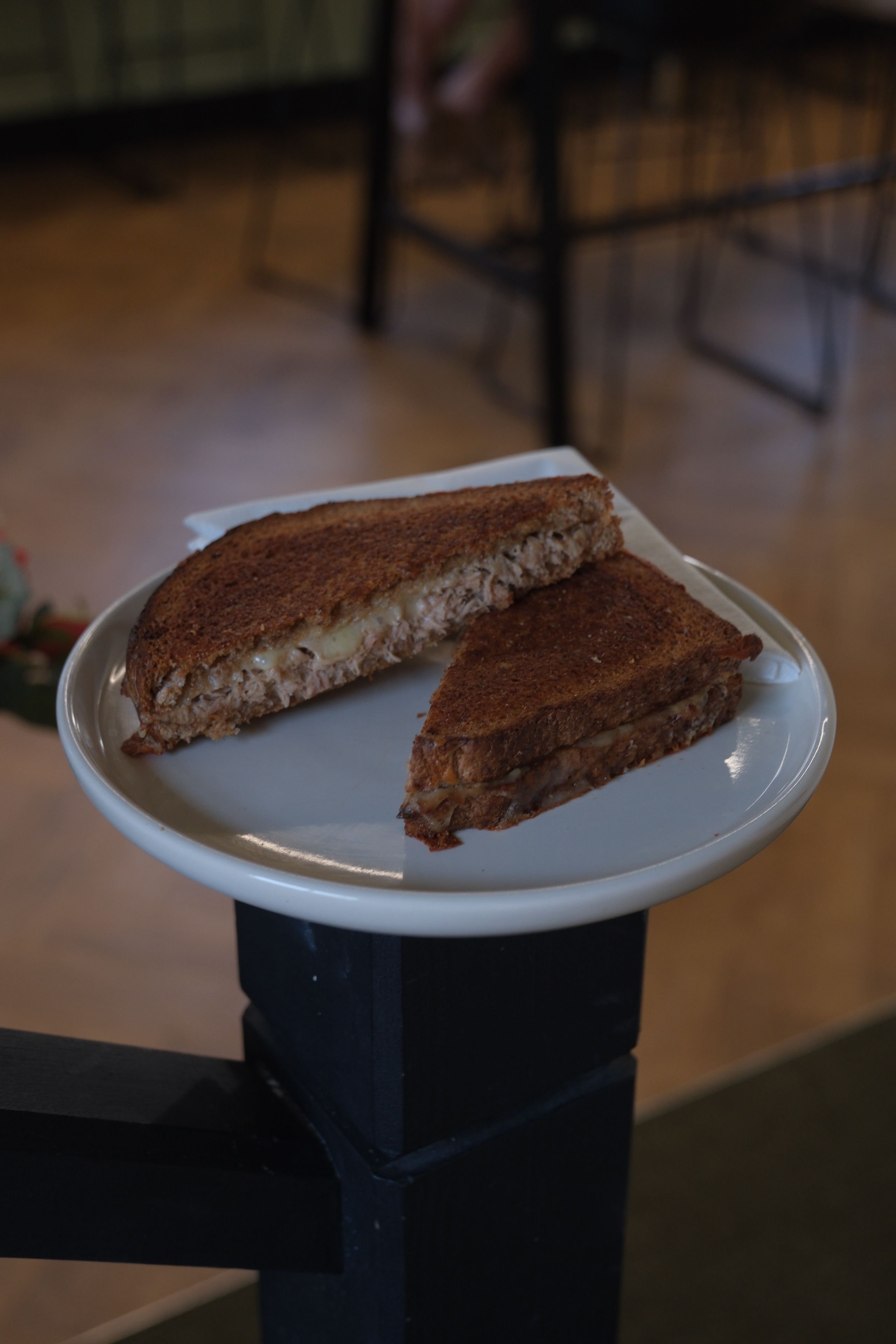 A toasted tuna and cheese melt