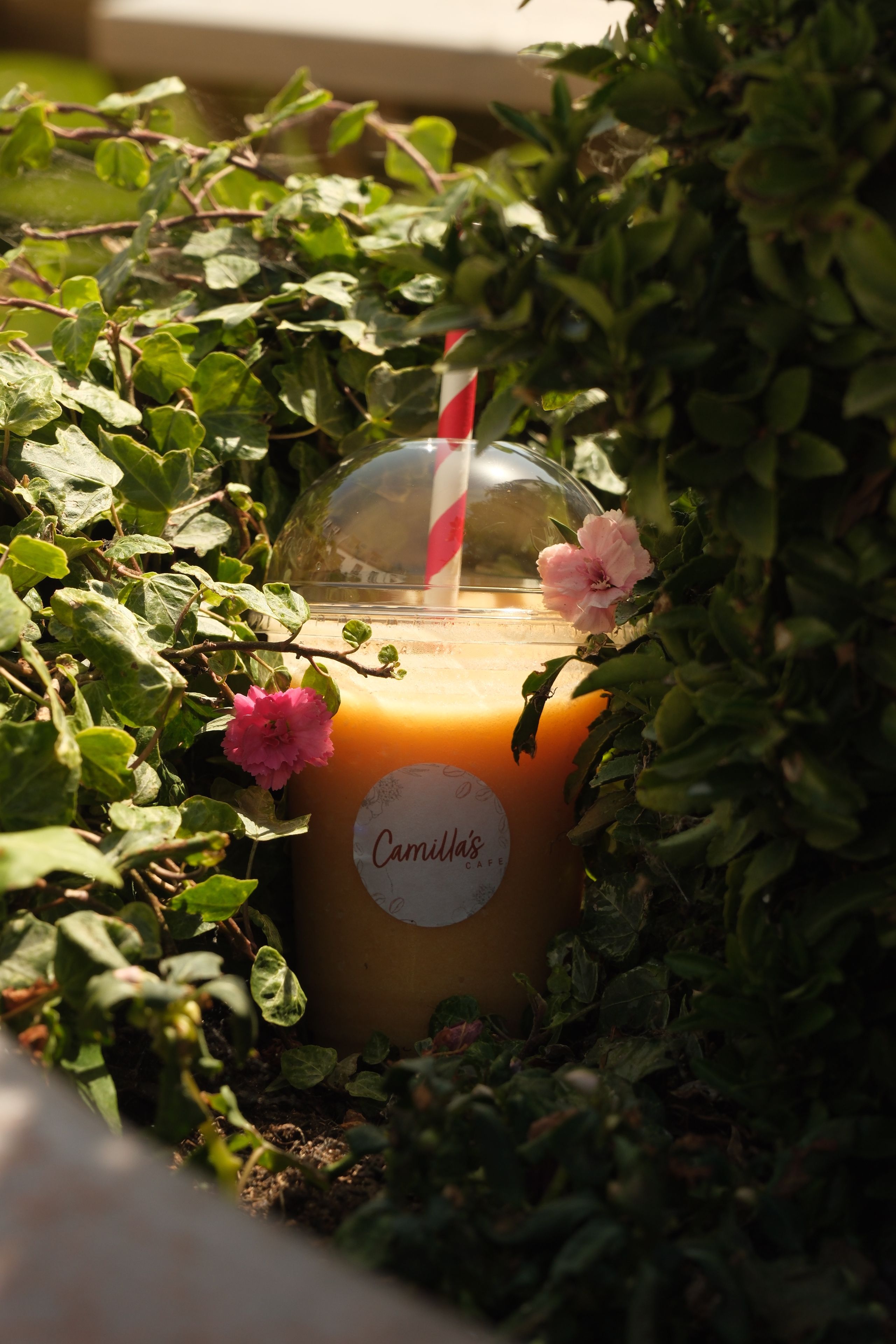 A tropical passion fruit smoothie in a glass