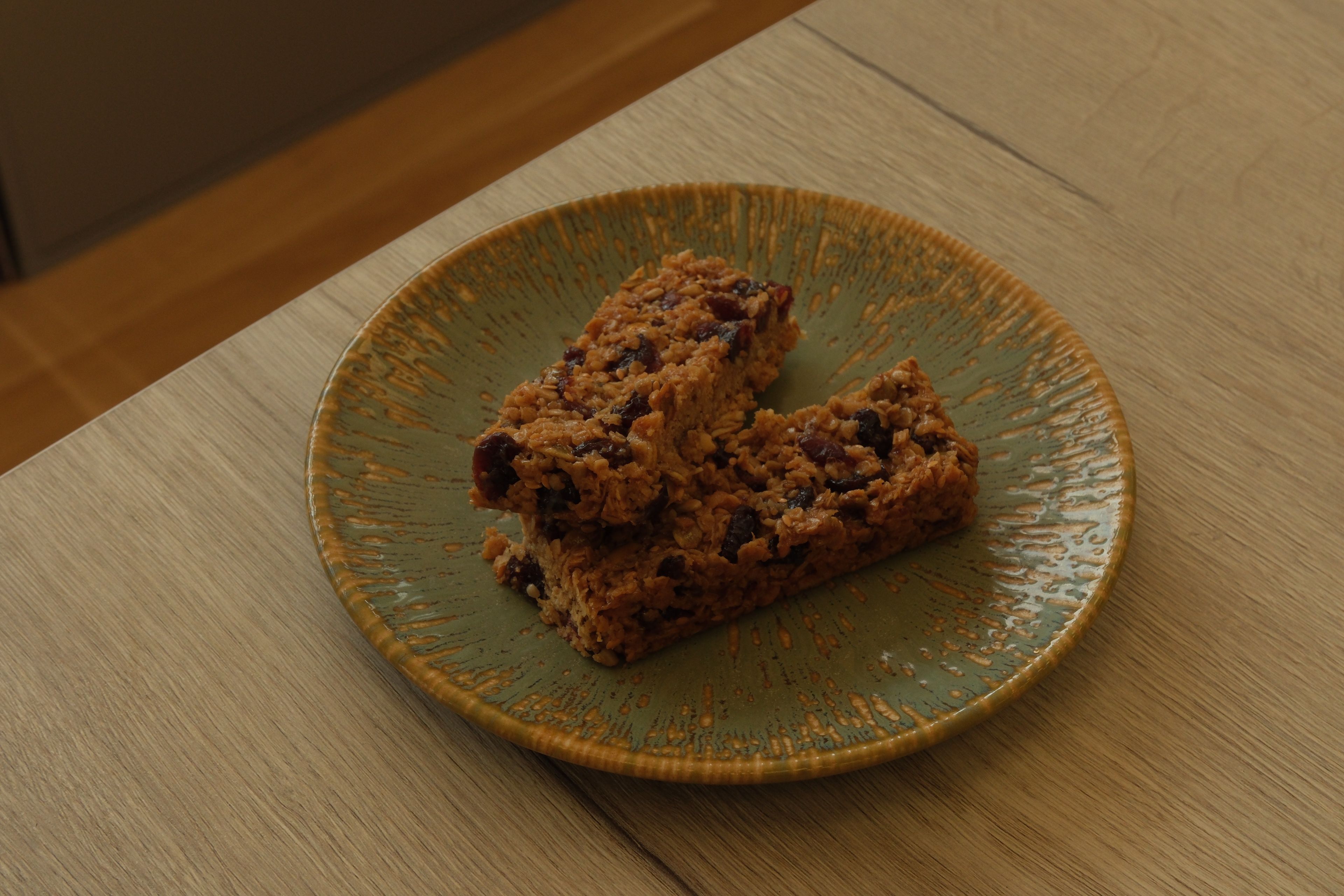 A cranberry and pumpkin seed flapjack