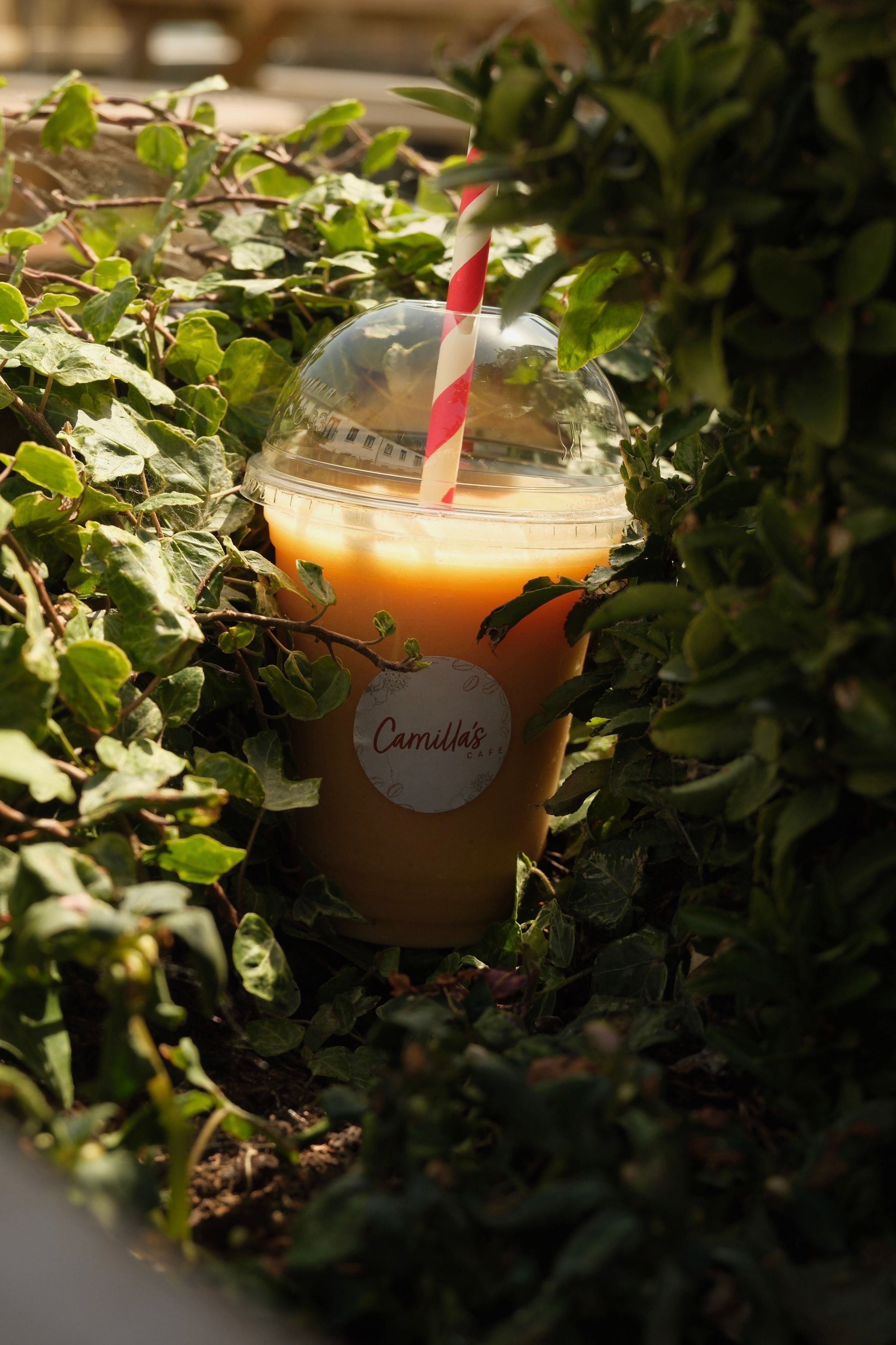 A tropical pineapple smoothie in a glass