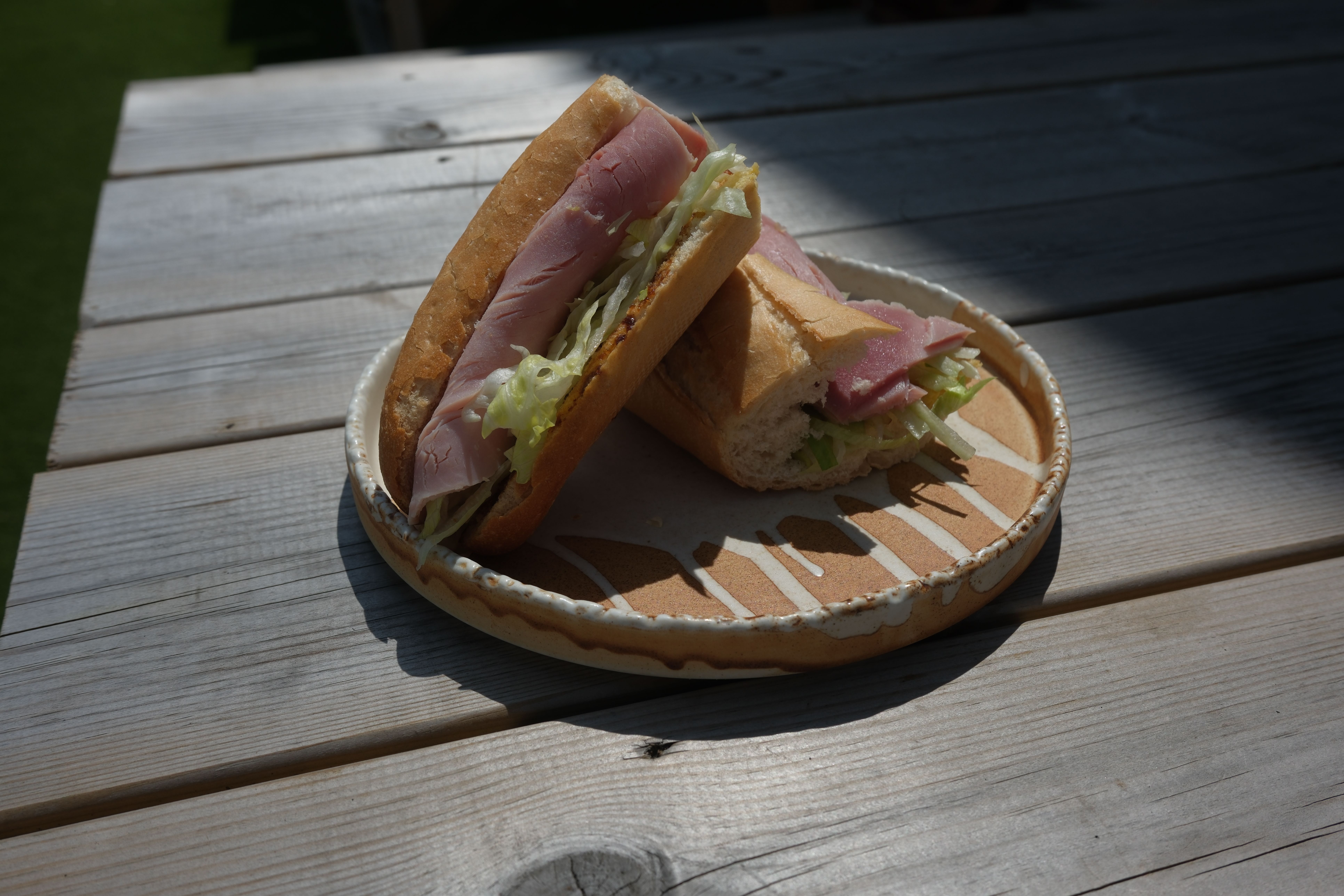 A honey roast ham and cheese sandwich
