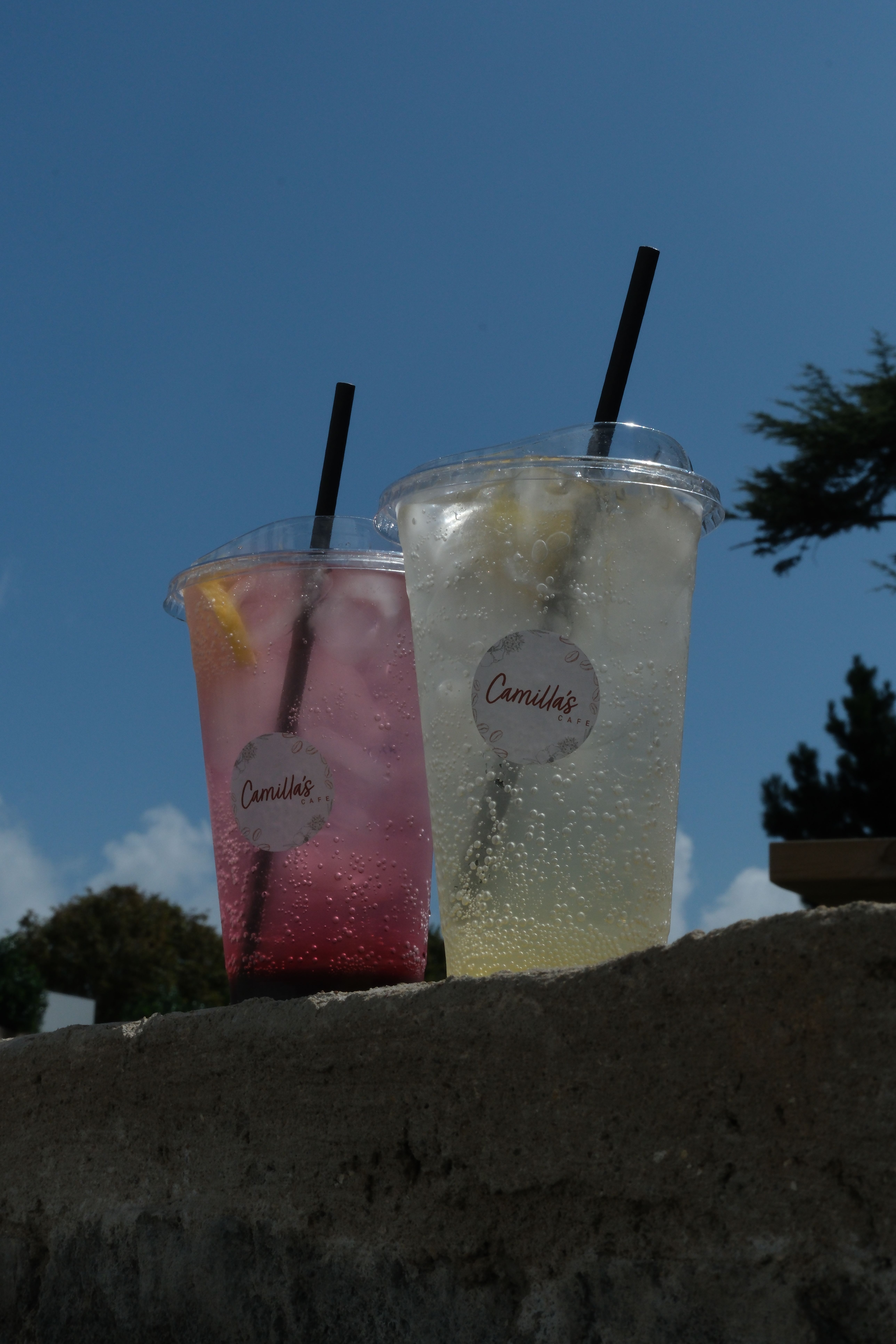 A fruit soda over ice