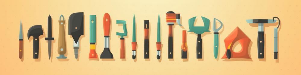 Flat design illustration of a row of tools